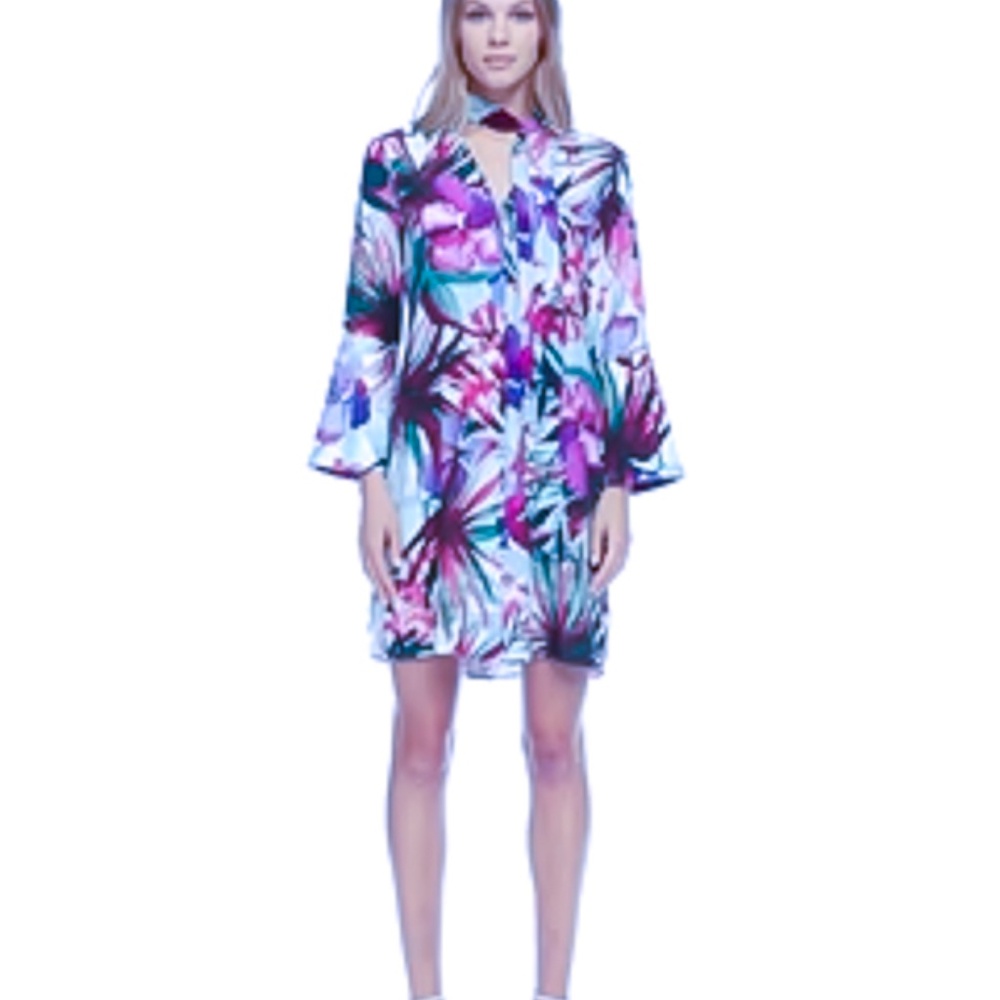 LADY'S ROBERT GRAHAM "BREENA"  DRESS / COVER - BEAUTIFUL FLORAL DESIGN